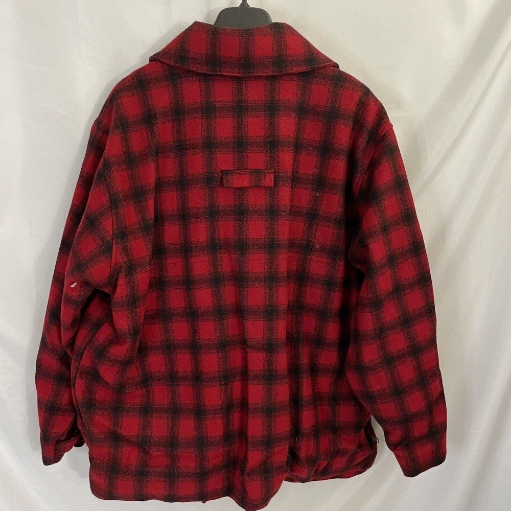 VTG Mens LL BEAN FULL ZIP WOOL NYLON Insulated Jacket Coat 2XL Red Plaid Hunting - Picture 5 of 8